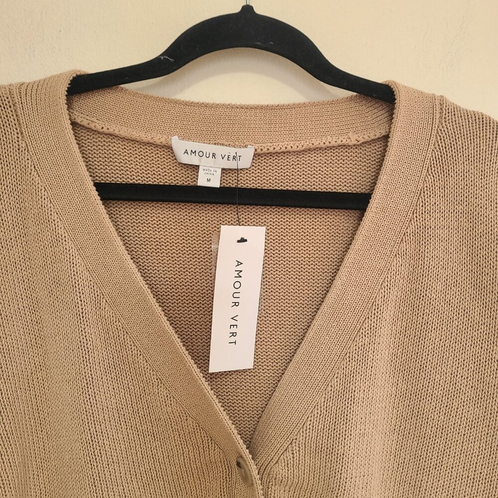 NWT Amour Vert Texture Cotton Cardigan Biscotti size M - Picture 8 of 11